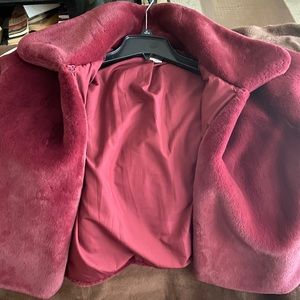 Faux Fur-like Short Open Coat